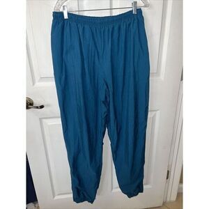 Outersport‎ Nylon Fleece Lined Hiking Joggers Ski Track Ankle Zip Blue Pants VTG